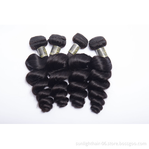 Sunlight Indian/brazilian cuticle aligned Virgin Hair Loose Wave 4 Bundles With lace Closure extension 7A hair bundle cheap hair